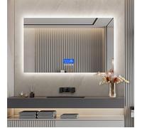 Miroir de Salle de Bain LED - LUMINARIX - 100x60cm - Anti-Buée - Éclairage Réglable - Affichage Température