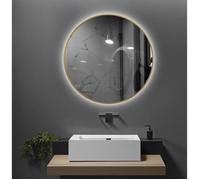 Miroir de salle de bain LED LuxuryBain 60cm à luminosité variable avec cadre en aluminium doré