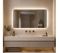 Miroir de salle de bain - LINHOO - 100 x 60 x 2,5 cm - Verre et métal argenté - LED 3 couleurs, anti-buée