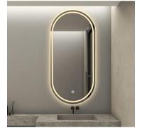 Miroir de salle de bain lumineux ovale à LED 40 x 80 cm et 50 x 90 cm Miroir de maquillage avec 3 couleurs réglables Contrôle tactile et fonction mémoire pour une décoration élégante de coiffeuse