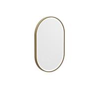 Miroir de salle de bain lumineux ovale anti buée avec contour doré - 50 x 80 cm - ALARICO
