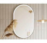 Miroir de salle de bain lumineux ovale anti buée avec contour noir - 50 x 80 cm - ALARICO
