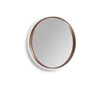 Miroir de salle de bain lumineux rond anti-buée avec bouton tactile - Contour rose gold - D60 cm - CERALUMA