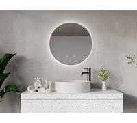Miroir de salle de bain lumineux rond anti buée avec contour doré - D60 cm - PEONIA