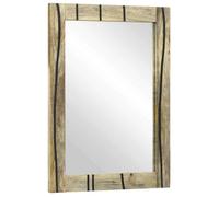 Miroir de salle de bain moderne - vidaXL - 70x50x2,5 cm - Marron - Verre et bois de mangue - Montage mural