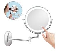 Miroir de salle de bain - Mural - Grossissement 5X - Lumière LED dimmable - 360° pivotant