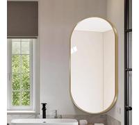 Miroir De Salle De Bain Ovale 30x50cm 35x60cm 30x60cm 40x70cm 40x80cm 50 X 90cm Miroir Mural D'angle Pivotant Miroir De Maquillage Mural Rotatif Avec Cadre En Métal Miroir Décoratif(Gold,W30xL50cm)