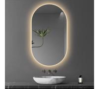 Miroir de salle de bain ovale à DEL à intensité variable, 3 couleurs avec interrupteur intelligent, miroir de courtoisie mural pour maquillage, décoration d'intérieur