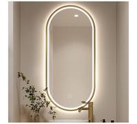 Miroir de salle de bain ovale à DEL à intensité variable - Montage mural intelligent à l'avant et rétroéclairé, 3 températures de couleur, miroir de rasage moderne avec aluminium D (50 x 70 cm)