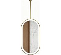 Miroir de salle de bain ovale à LED monté au plafond - 50,8 x 88,9 cm Miroir Vani avec tige en métal, design noir slish idéal pour la décoration du salon et du hall d'entrée