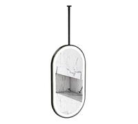 Miroir de salle de bain ovale double face à LED - Design pivotant mural parfait pour les hôtels et les appartements Bras personnalisable 3 couleurs à intensité variable Noir 60 x 90 cm