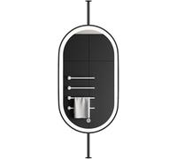 Miroir de Salle de Bain Ovale Double Face avec plafonnier LED à intensité Variable 3 Couleurs Parfait for Les dressings et la décoration intérieure Haute définition(Black,50L x 80W cm)