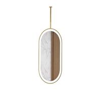 Miroir De Salle De Bain Ovale Rotatif avec Lumière LED, Vanité Flottante