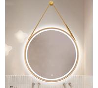 Miroir de salle de bain rond à LED à intensité variable, anti-buée avec 3 options de couleur, miroir mural éclairé, fonction mémoire, taille 60 cm, design moderne