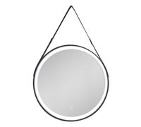 Miroir de salle de bain rond LED 60 cm avec capteur tactile et cadre en métal noir SAT (SATZREMLED60CE)