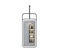 Miroir De Salle De Bain Suspendu Au Plafond avec Éclairage LED, Commande Tactile, Effet Maquillage Flottant - Trois Couleurs Réglables, pour Couloirs Et Salles De Bain(Black,50x100cm)