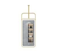 Miroir De Salle De Bain Suspendu Au Plafond avec Éclairage LED, Commande Tactile, Effet Maquillage Flottant - Trois Couleurs Réglables, pour Couloirs Et Salles De Bain(Gold,50x80cm)