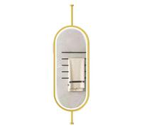 Miroir De Salle De Bain Suspendu Au Plafond avec Éclairage LED, Miroir Ovale sur Tige, 3 Couleurs À Intensité Variable, Miroir De Maquillage Mural, pour Entrée, Vestiaire(Gold,60x120cm)