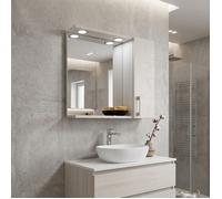 Kiamami Valentina - Miroir de Salle de Bain en chêne Blanc avec lumière LED