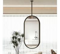 Miroir de Salle de Bains Ovale à Suspendre au Plafond modèle Window | Miroirs flottants d'hôtel/maison, miroir mural moderne en verre trempé pour vestiaire et salon(50cmx70cm)