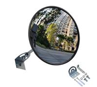 Miroir de sécurité de 45 cm avec support mural, miroir convexe réglable, miroir d'allée grand angle pour garage, circulation, allées, bureau, cour, entrepôt (diamètre 45 cm)
