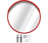 Miroir de sécurité pour l'extérieur, grand angle, surface incurvée, 60 mm, barre de support montée, trafic convexe, pour allée 45 cm/17,7 pouces