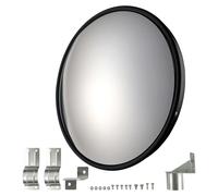Miroir de sécurité Wiltec 80 cm, convexe, noir ; miroir de surveillance rond avec un champ de vision de 160° ; miroir convexe pour usage intérieur