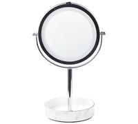 Miroir de Table Argenté et Blanc Métal 20 cm à LED Maquillage Double Face Savoie