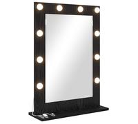 Miroir de vanité décoratif - vidaXL - Chêne Noir - 70x50x18 cm - Rectangulaire - Éclairé - Verre et bois composite