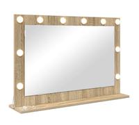 Miroir de vanité décoratif - vidaXL - Chêne Sonoma - 80x55x18 cm - Verre et bois composite - Éclairage LED blanc chaud