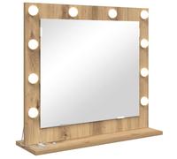Miroir de vanité LED - vidaXL - 60x55x18 cm - Blanc - Verre et bois composite - Éclairage LED - Blanc chaud