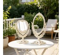 Miroir de vanité style palais vintage rotatif à 360°, conception verticale convenant à la chambre et au dortoir, parfait pour les occasions de maquillage glamour En forme de cœur,ovale,Nouvelle versio