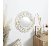 Miroir Déco Macramé Boho 55cm Beige