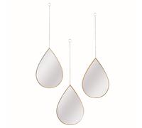 Miroir décoratif à suspension, motif goutte, finition or, collection SixtE, lot de 3