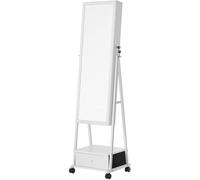 Miroir décoratif - Armoire miroir sur roulettes - MDF blanc - 37 x 10 x 108,5 cm