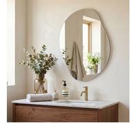Miroir Décoratif Asymétrique, Forme Pétale, sans Cadre, pour Salle de Bain, Chambre, Entrée, 60 x 45 cm