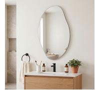 Miroir Décoratif Asymétrique, Forme Pétale, sans Cadre, pour Salle de Bain, Chambre, Entrée, 85 x 50 cm