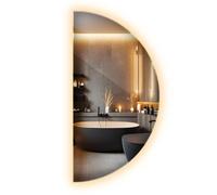 Miroir Décoratif Demi Cercle Lumineux LED 45x90 cm avec Éclairage Lumières LED Lumière Chaude sans Cadre avec Éclairage Indirect pour Entrée Verriere Chambre Couloir Design Scandinave