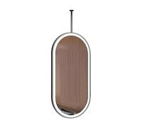 Miroir Double Face De Salle Bain Ovale En Métal Fixé Au Plafond Avec | Miroir mural rotatif à 360° avec éclairage réglable, tige de suspension personnalisable(Black,50x80cm)