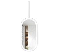 Miroir Double Face De Salle Bain Ovale En Métal Fixé Au Plafond Avec | Miroir mural rotatif à 360° avec éclairage réglable, tige de suspension personnalisable(White,60x100cm)
