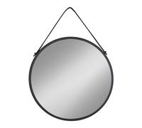 Miroir en acier avec bracelet en cuir artificiel House Nordic Trapani Noir 60x60x2 cm