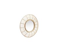 Miroir en bambou beige, avec cadre, rond, à fixer - Hübsch, Charm - Ø80x8 cm