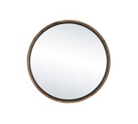 Miroir en bois d'acacia marron et verre, rond, à fixer, miroir de salle de bain - Pomax, Gramm - Ø110 cm H5 cm