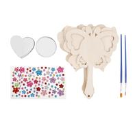 Miroir en Bois Vierge pour Bricolage, Mini Modèle pour Garçon Fille | Aluminium Miroir et Peuplier, pour Décoration et Loisirs Créatifs, Inserts Miroir, Fêtes Princesses, Classes