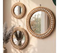 Miroir en macramé, Miroirs décoratifs bohèmes, Miroir mural en macramé fait main, Miroir décoratif tissé mandala soleil bohème pour chambre à coucher et salon, Ornement mural artistique chic pour entr