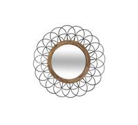 Pegane Miroir mural rond bois et métal - Noir