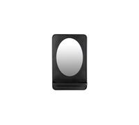 Miroir en métal noir, ovale, miroir de salle de bain, avec étagère et barre, à fixer - White Label, Pascal - 50xP80x13 cm
