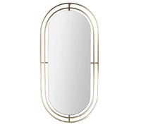 Toilinux Miroir décoratif en métal ovale à suspendre Doré 90×43 cm