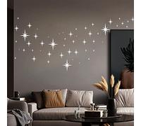 Miroir Etoile, 82pcs 3D Stickers Muraux Etoile Argent Amovible Miroir Mural Autocollant Enfant Acrylique Miroir Decoratif Mural Autocollant pour la DéCoration de la Chambre Dans le Salon (Argent)