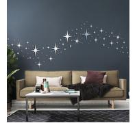 Miroir Etoile, 82pcs 3D Stickers Muraux Etoile Argent Amovible Miroir Mural Autocollant Enfant Acrylique Miroir Decoratif Mural A